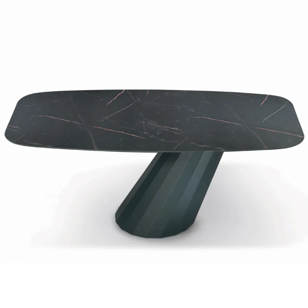 Fester Tisch mit tonnenförmiger Laminatplatte, hergestellt in Italien – Hose