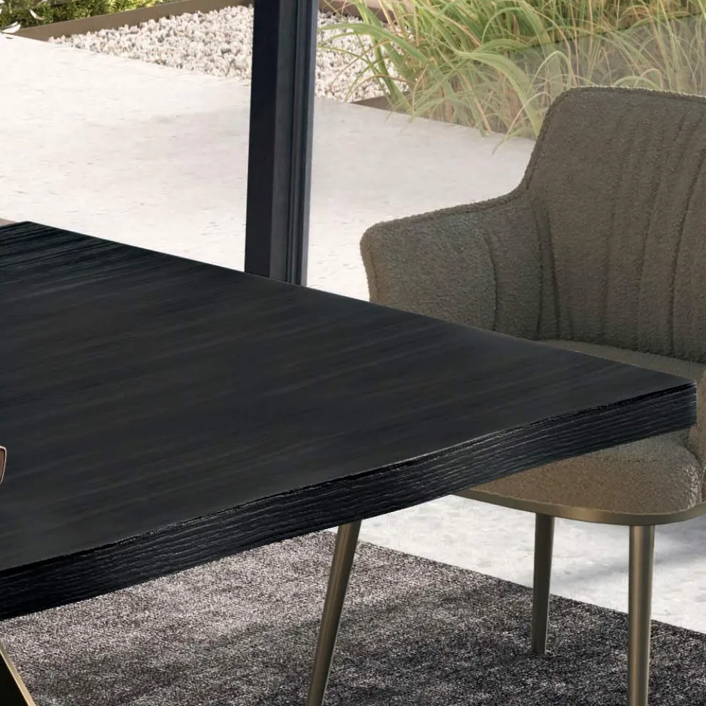 Fester Tisch mit unregelmäßiger entrindeter Kante, hergestellt in Italien – Gläser