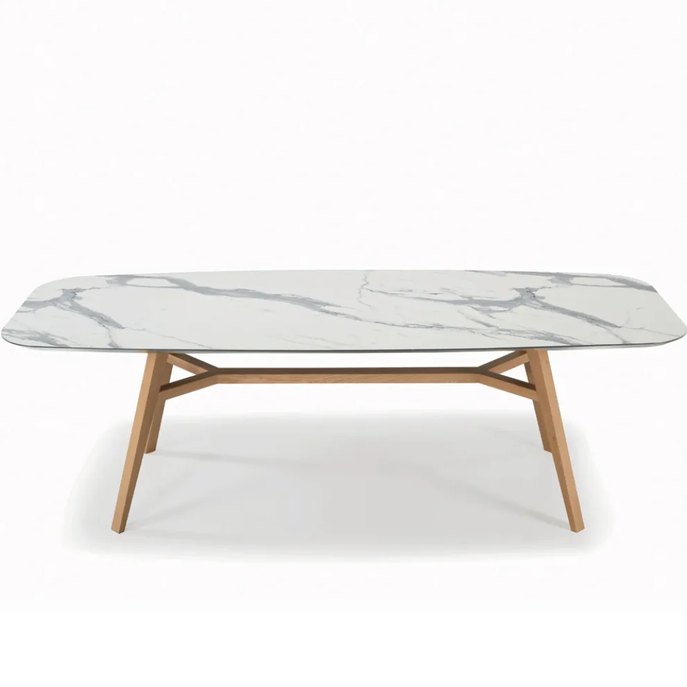 Fester tonnenförmiger Tisch aus Laminat und Eschenholz, hergestellt in Italien – Norden