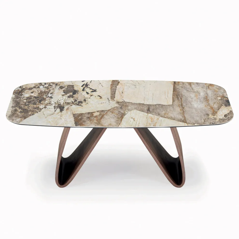 Fester Wohnzimmertisch mit Holzgestell, hergestellt in Italien – Equatore