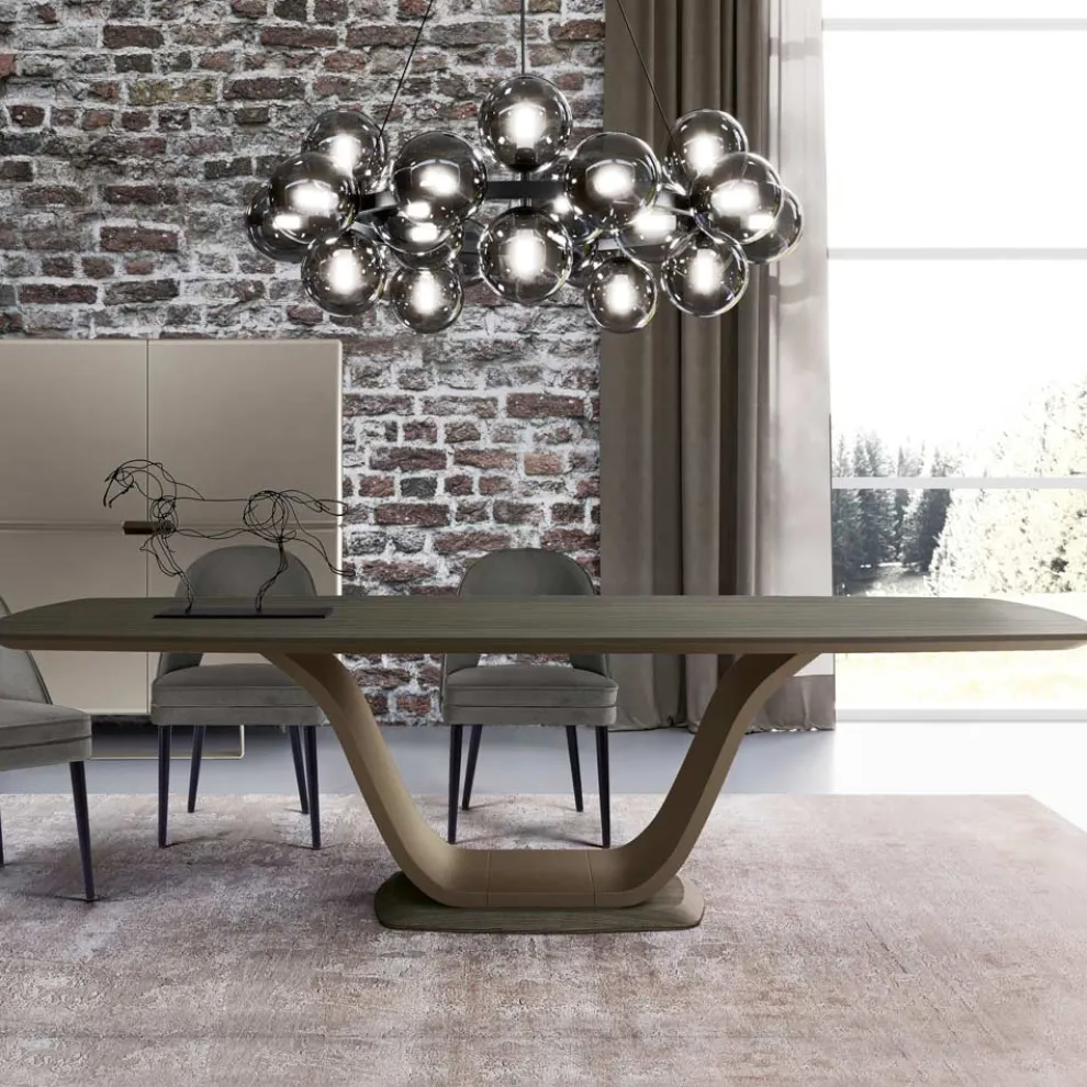 Fester Wohnzimmertisch aus Massivholz mit zentralem Sockel – Luuk