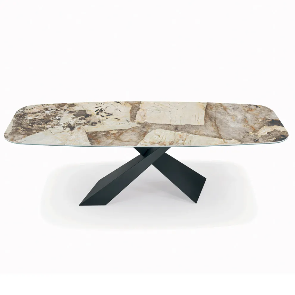 Fester Wohnzimmertisch mit Keramikplatte, hergestellt in Italien – Feiertage