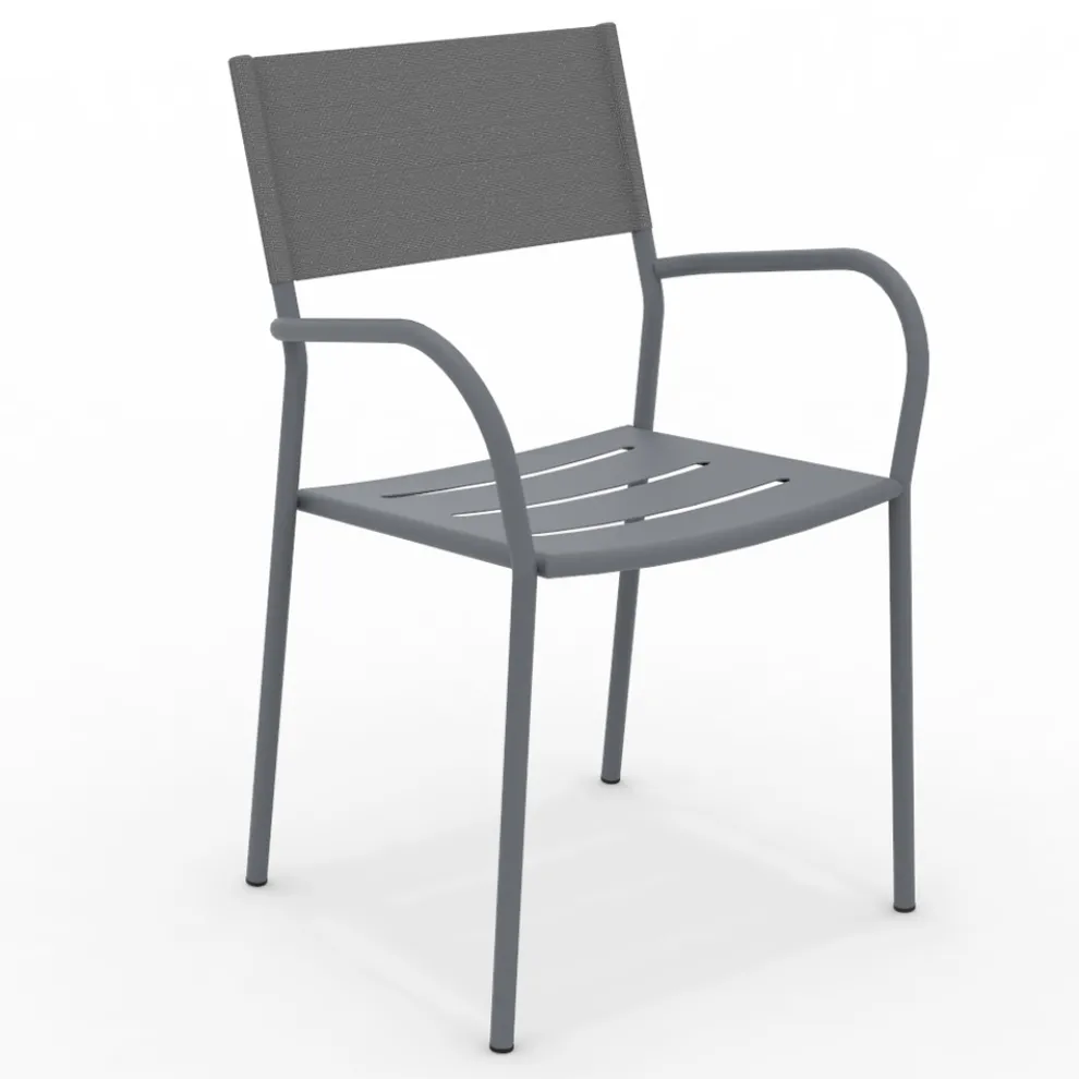 Satz von 4 Gartenstühlen aus verzinktem Metall und Batyline - Prestigio