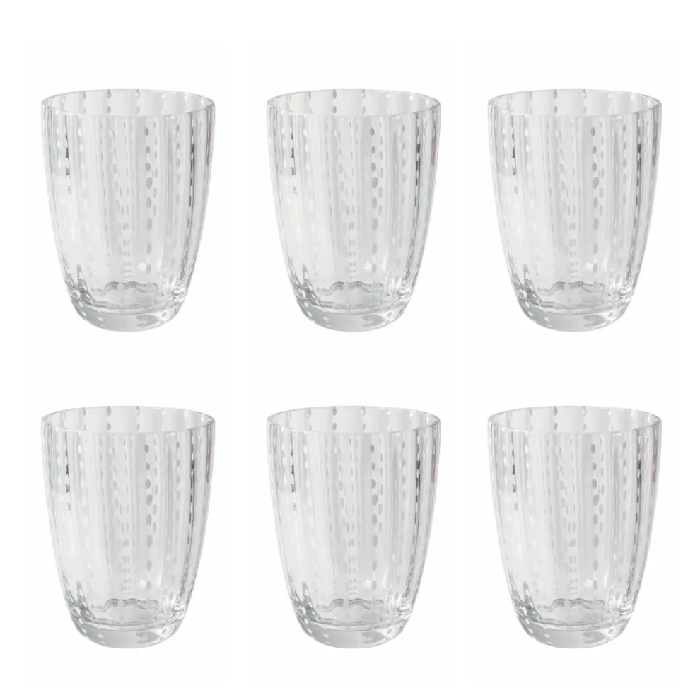 12 Wassergläser 300 ml aus Glas mit Tupfen und gewellter Oberfläche - Tüll