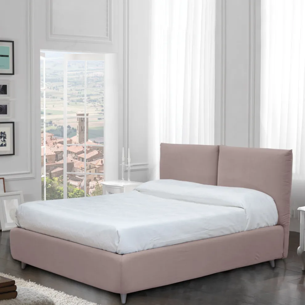 Doppelbett mit optionalem Stauraum und Füßen, hergestellt in Italien – Birba