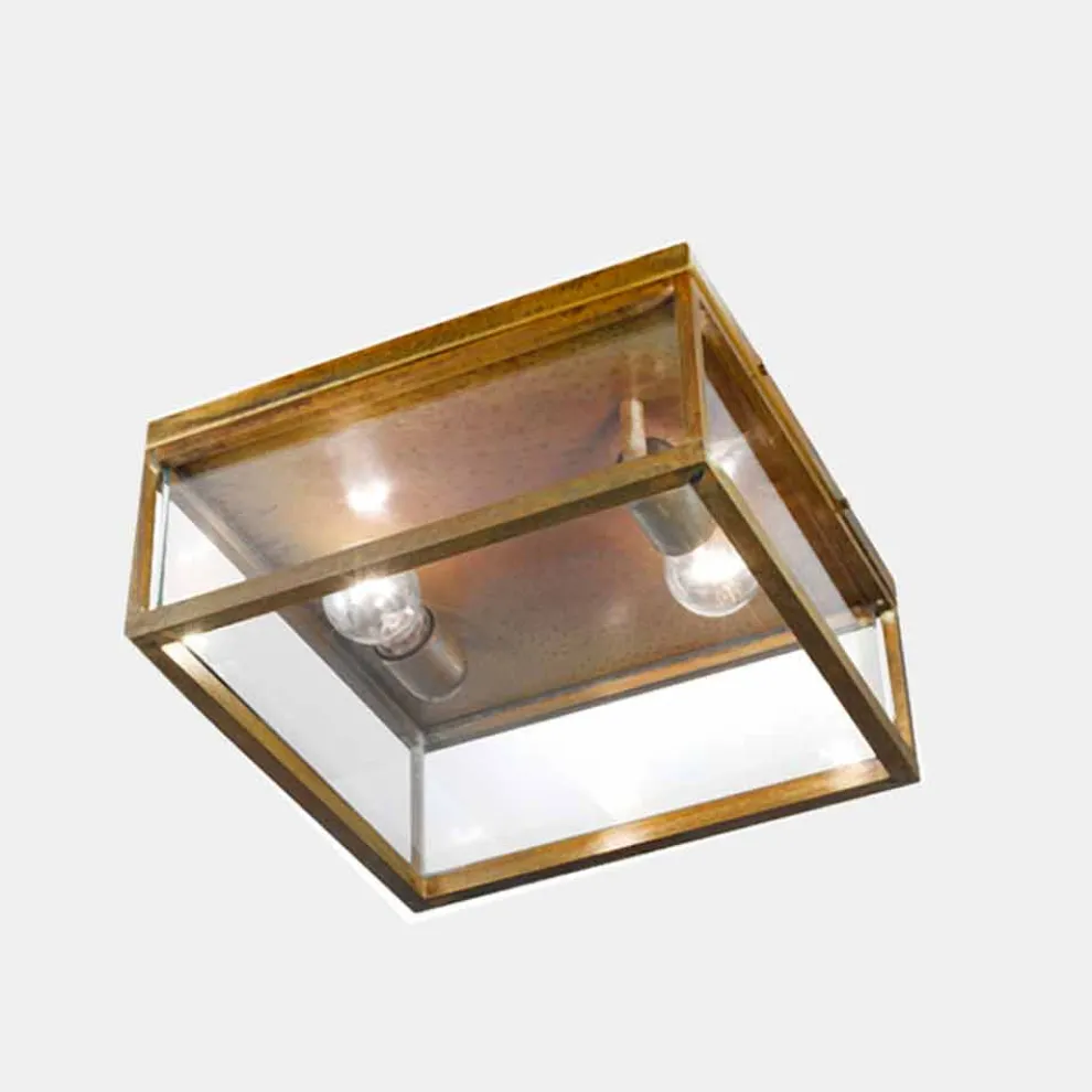 2-flammige Außen-Deckenlampe aus Messing und Vintage-Glas - Framework von Il Fanale