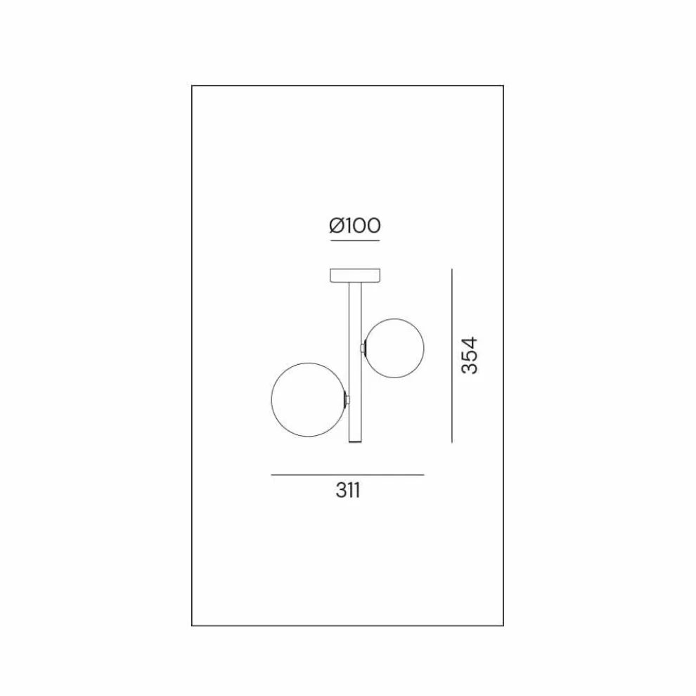 2-flammige Deckenlampe aus Glas und natürlichem Messing Made in Italy - Molecola von Il Fanale