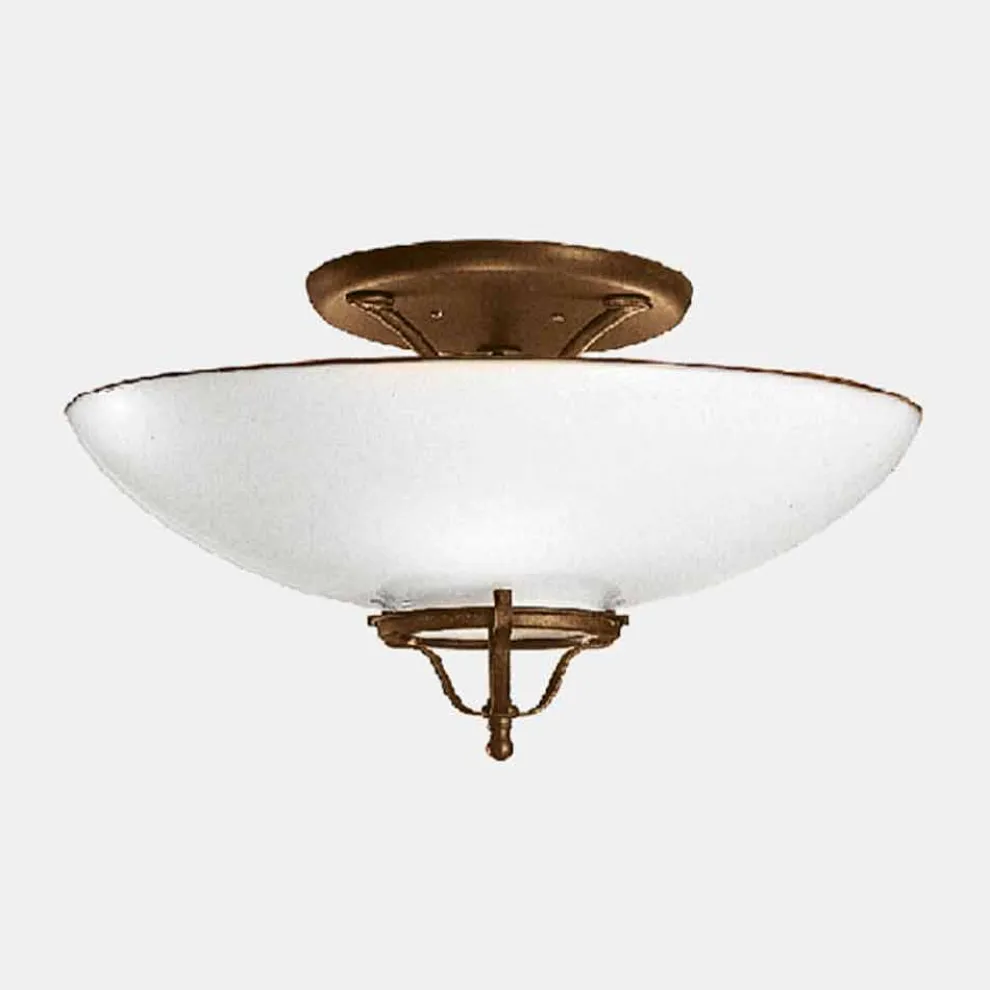 3-flammige Deckenlampe aus Messing und Muranoglas Semisfera - Country von Il Fanale