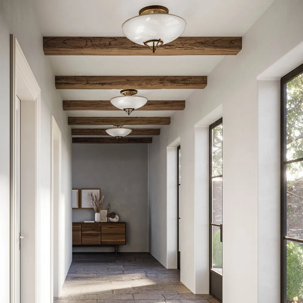 3-flammige Deckenlampe aus Messing und Muranoglas Semisfera - Country von Il Fanale