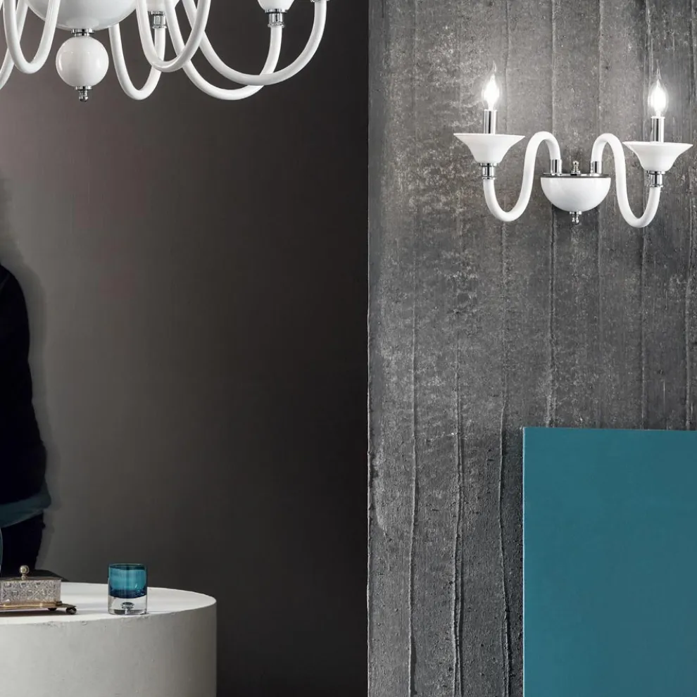 2-flammige Wandlampe im klassischen italienischen Stil aus handwerklichem Glas - Mindful