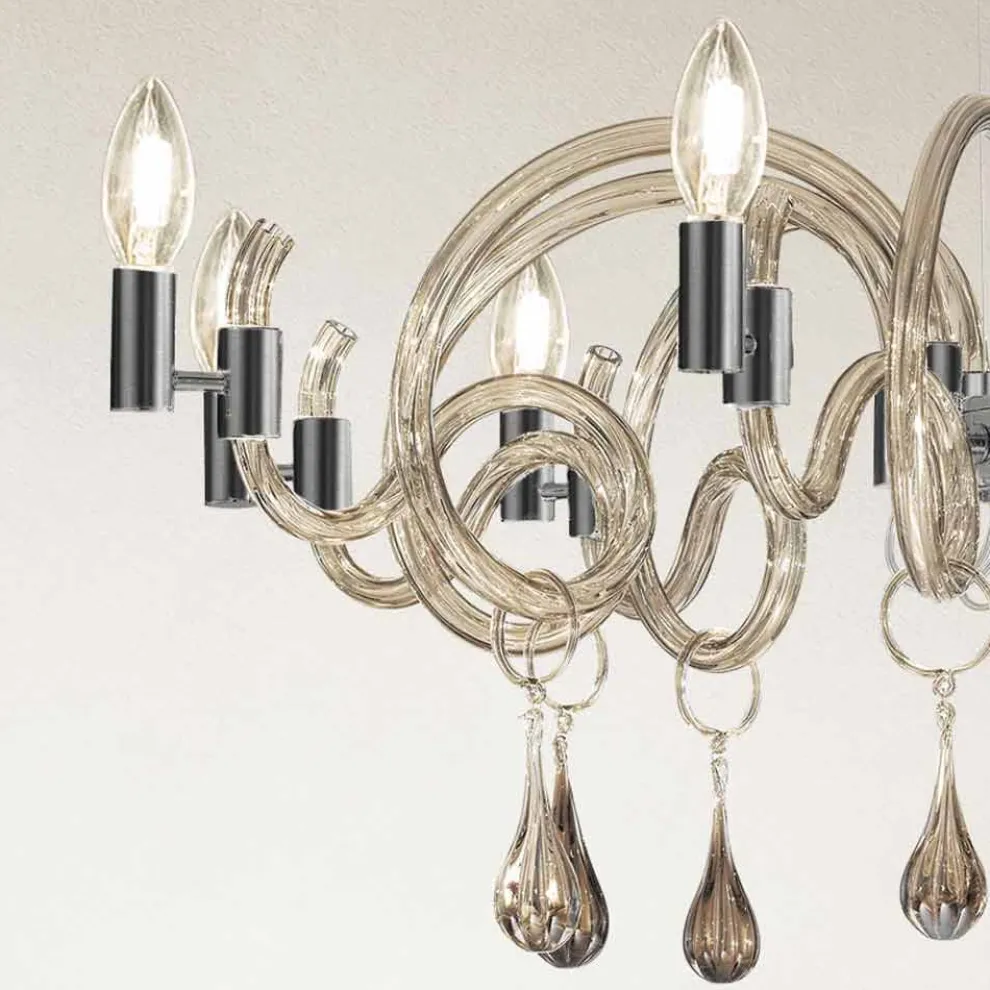 9-flammiger handgemachter Venedig Glas Kronleuchter Made in Italy - Bernadette