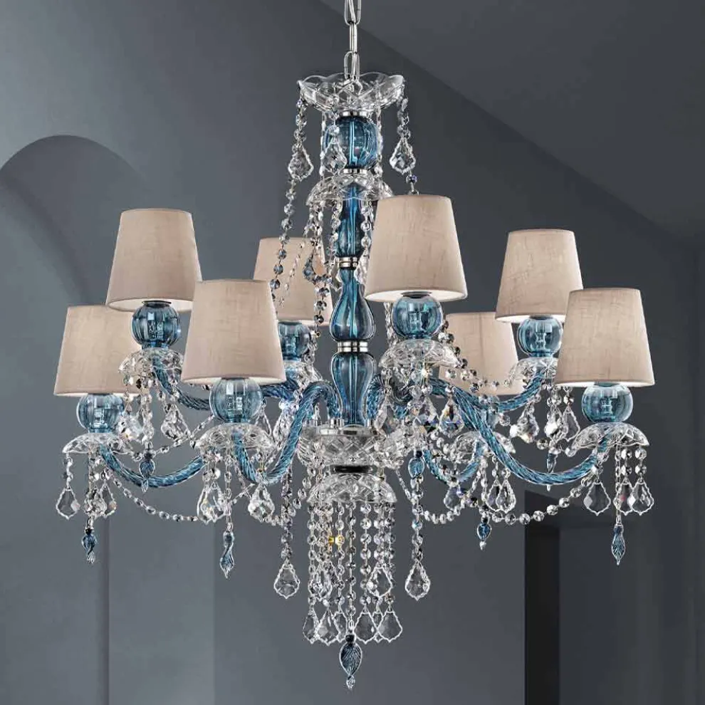 8-flammiger Kronleuchter aus venezianischem Glas handgefertigt, Made in Italy - Milagros