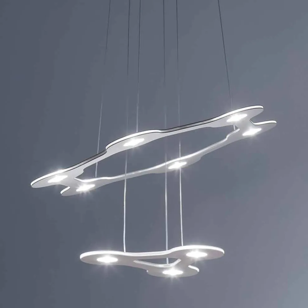 9-flammiger LED-Kronleuchter aus fein lackiertem Aluminium Made in Italy - Flash