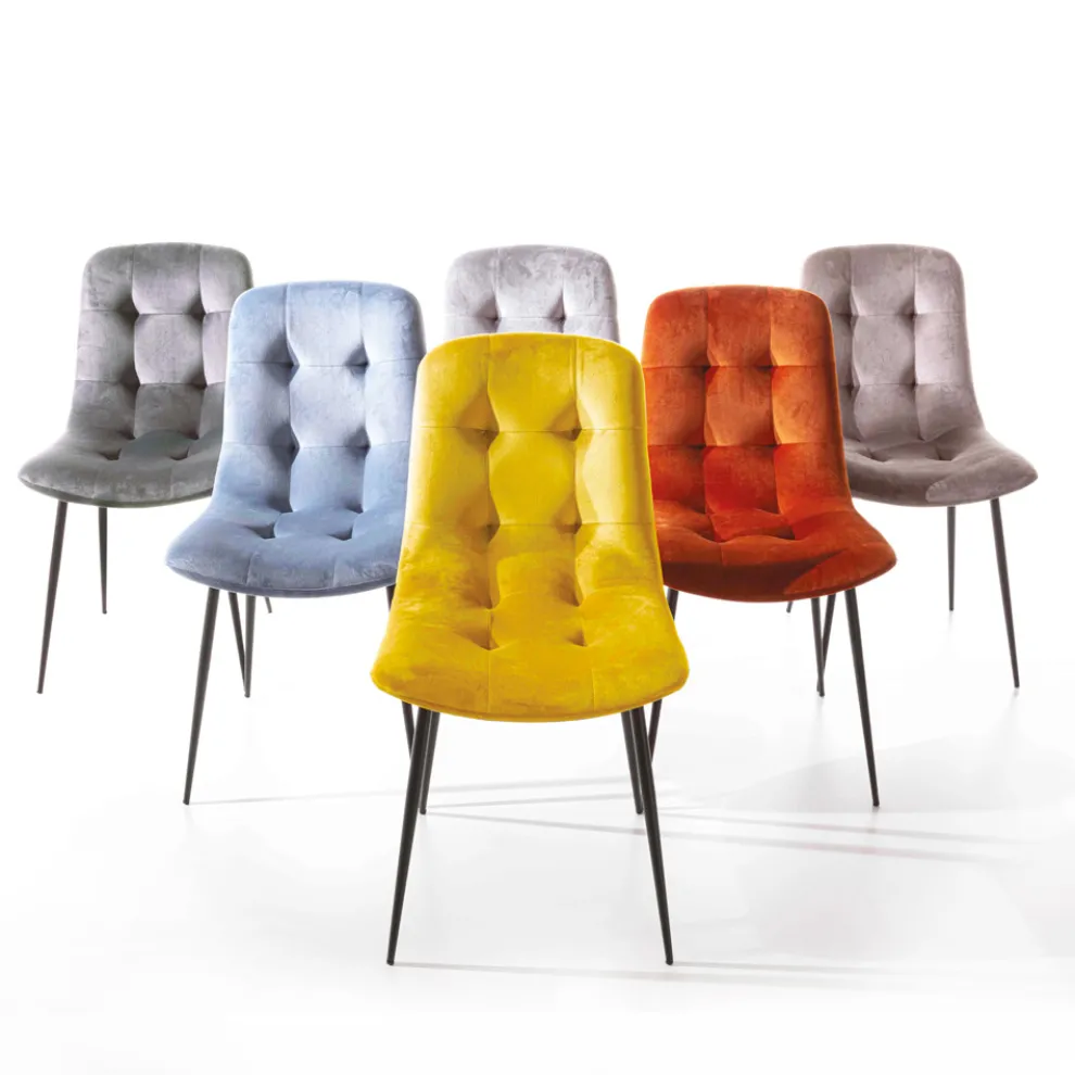 Fleckenresistenter, samtgepolsterter Esszimmerstuhl, 4 Stück - Kylie