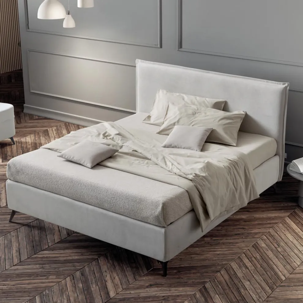 Doppelbett 160x190 aus Stoff mit Metallfüßen Made in Italy - Dreams