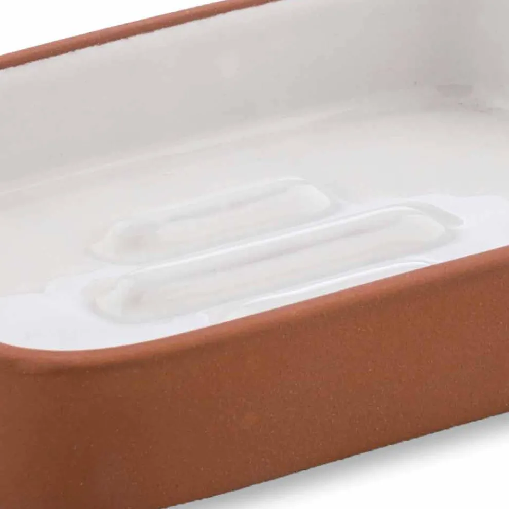 Freistehende Badaccessoires aus Terrakotta und weißer Keramik - Terracotta