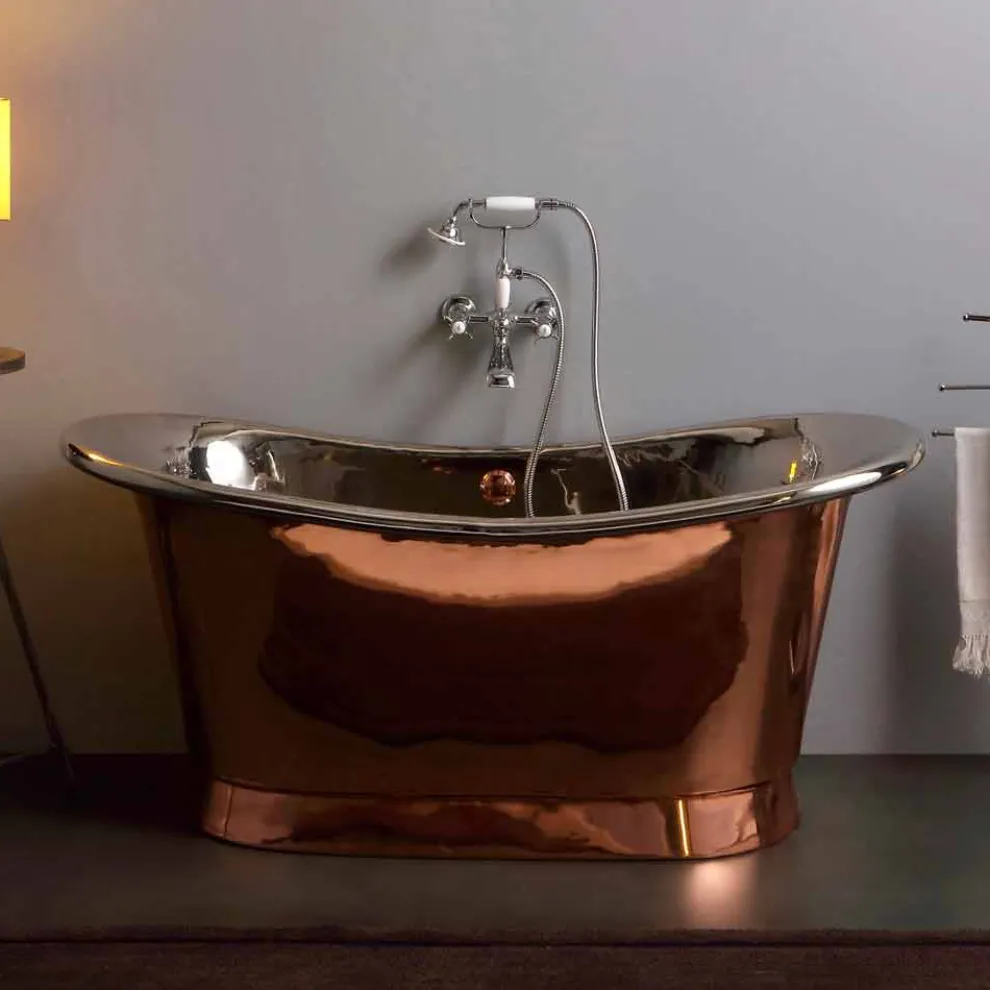 Freistehende Badewanne im Vintage-Design mit Nickel- und Kupfer-Finish Angelica