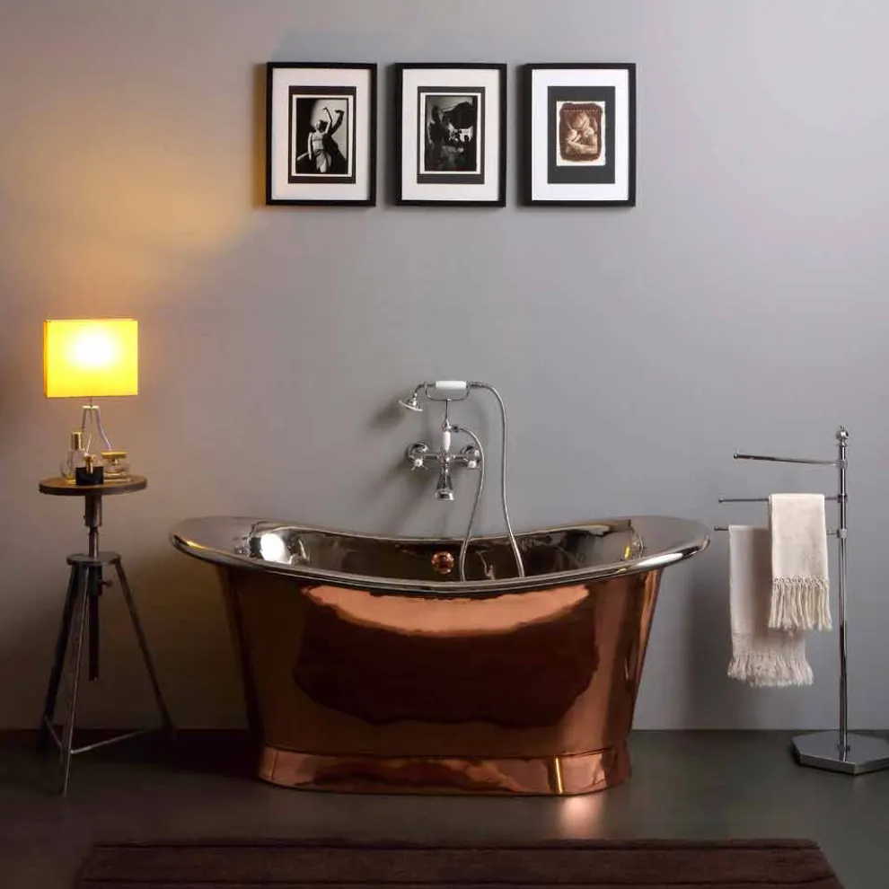 Freistehende Badewanne im Vintage-Design mit Nickel- und Kupfer-Finish Angelica