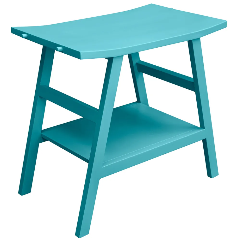 Freistehender Badezimmerschrank aus natürlichem blauem Teakholz mit Handtuchhaken - Crina