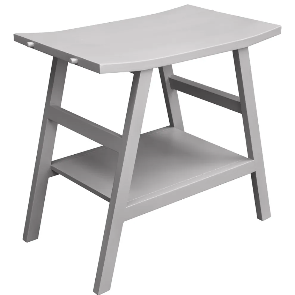 Freistehender Badezimmerschrank in natürlichem Teakgrau mit Haken - Crina