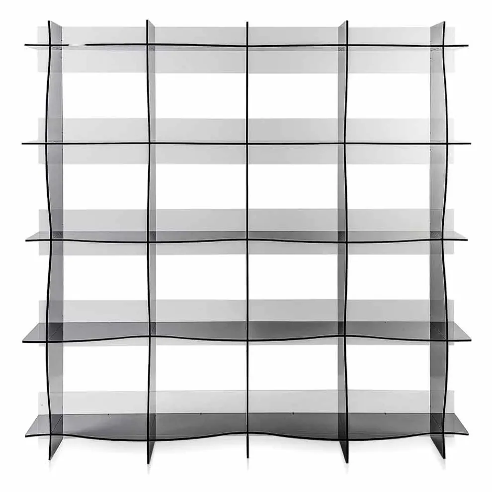 Freistehender Bücherschrank / moderne Designwand Pam Fumé, made in Italy