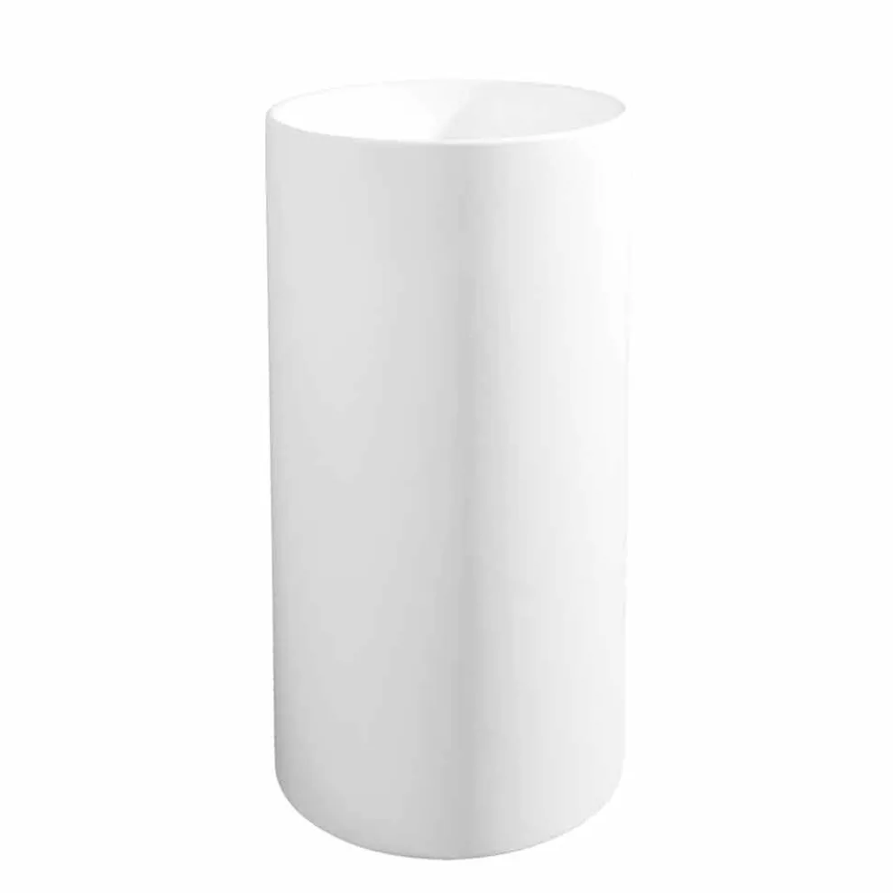 Freistehendes Badezimmer-Waschbecken aus weißem Harz mit zylindrischer Form - Libertine