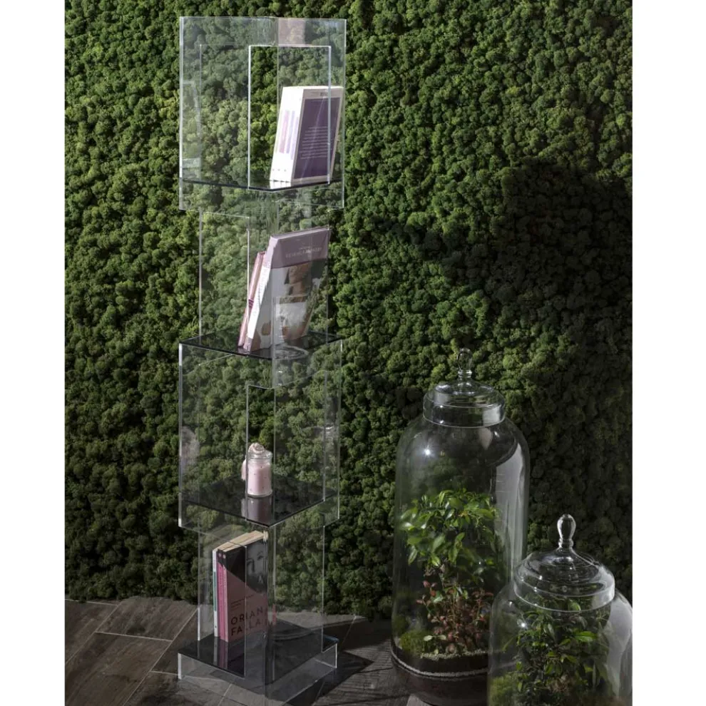 Freistehendes Bücherregal aus transparentem oder geräuchertem Acrylglas - Icaria