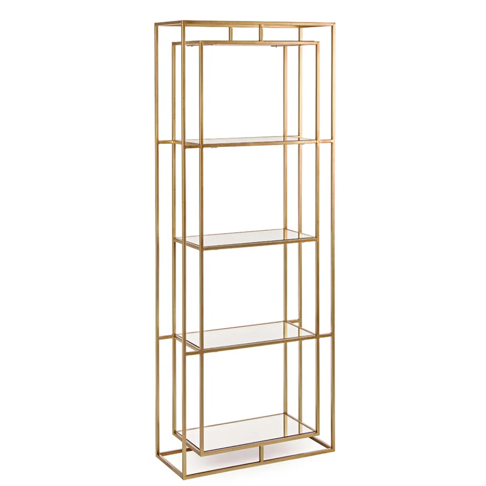 Freistehendes Regal mit Regalen aus Stahl und Glas Elegantes Design - Noralea