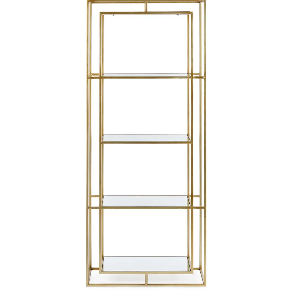 Freistehendes Regal mit Regalen aus Stahl und Glas Elegantes Design - Noralea