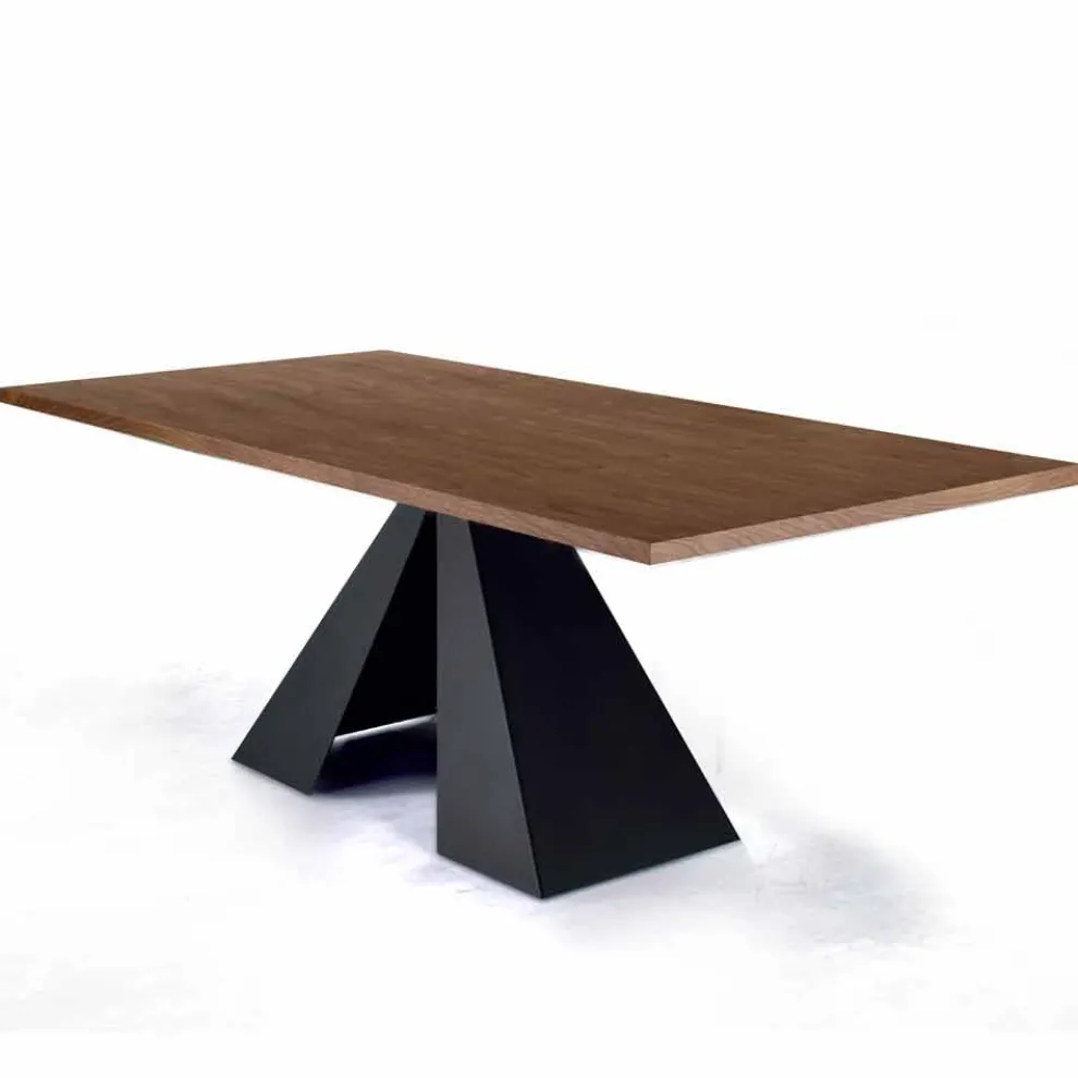 Furnierter Esstisch mit Stahlgestell, hergestellt in Italien – Dalmatiner