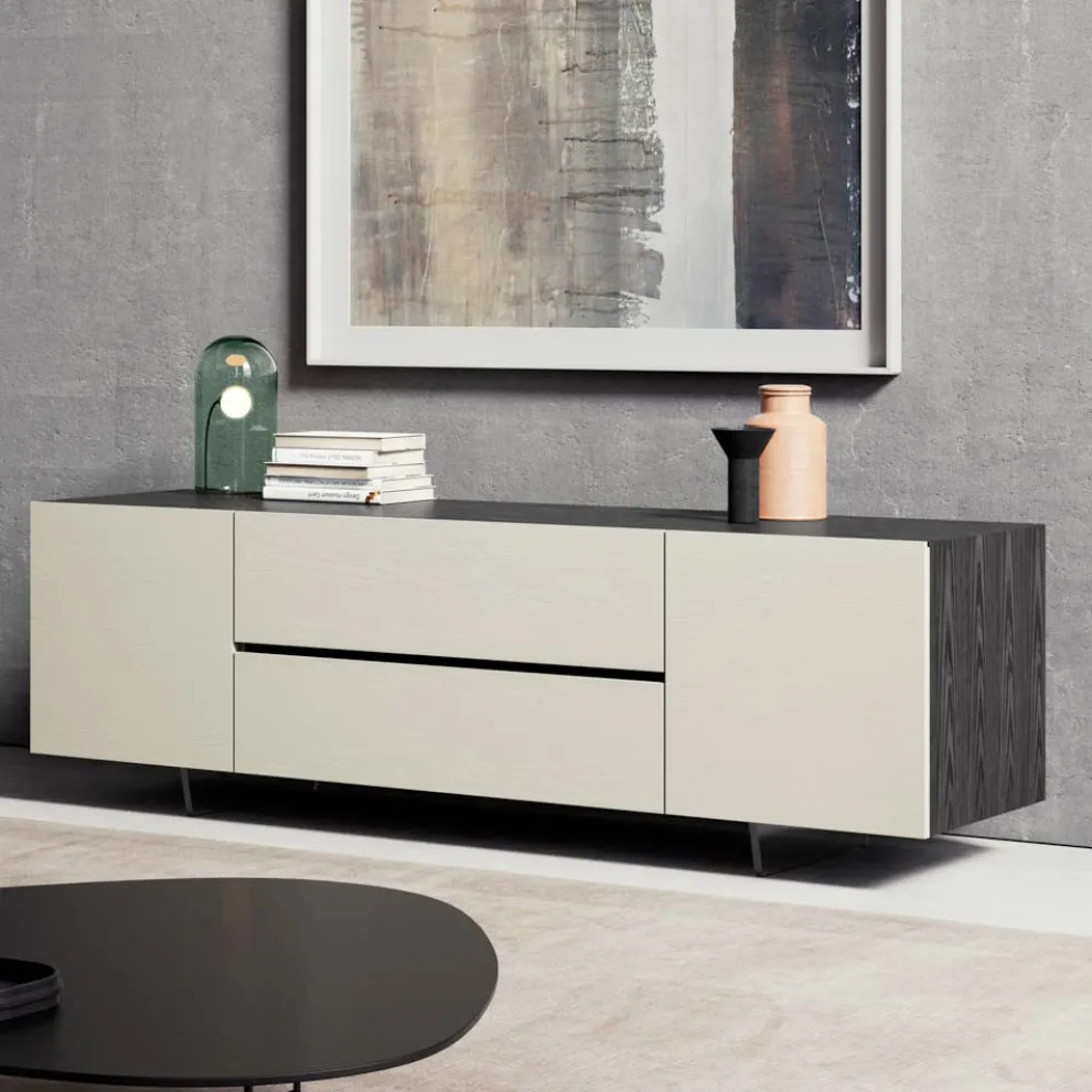 Furniertes Sideboard mit Methacrylat-Beinen, hergestellt in Italien – Frank