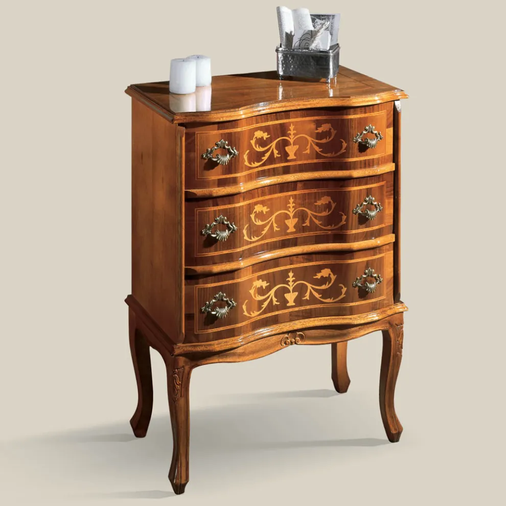 Nachttisch mit Schubladen aus Nussbaum oder weißem Holz Made in Italy - Elegant