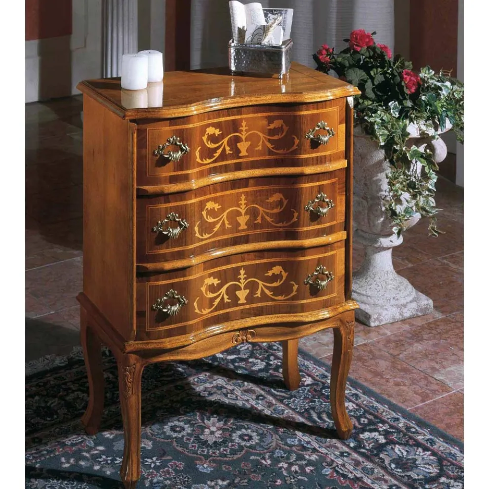 Nachttisch mit Schubladen aus Nussbaum oder weißem Holz Made in Italy - Elegant