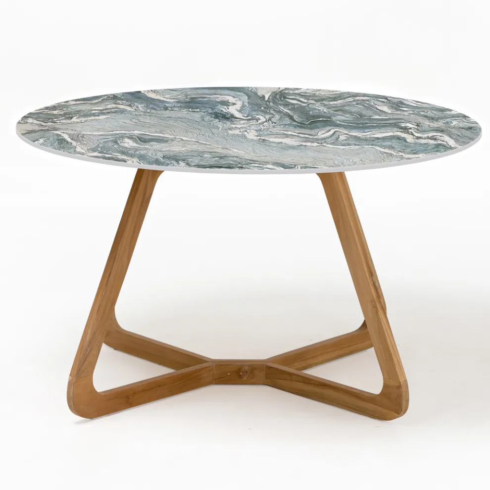 Runder Außentisch aus ikonischer Cyprus-Keramik Made in Italy - Pegaso