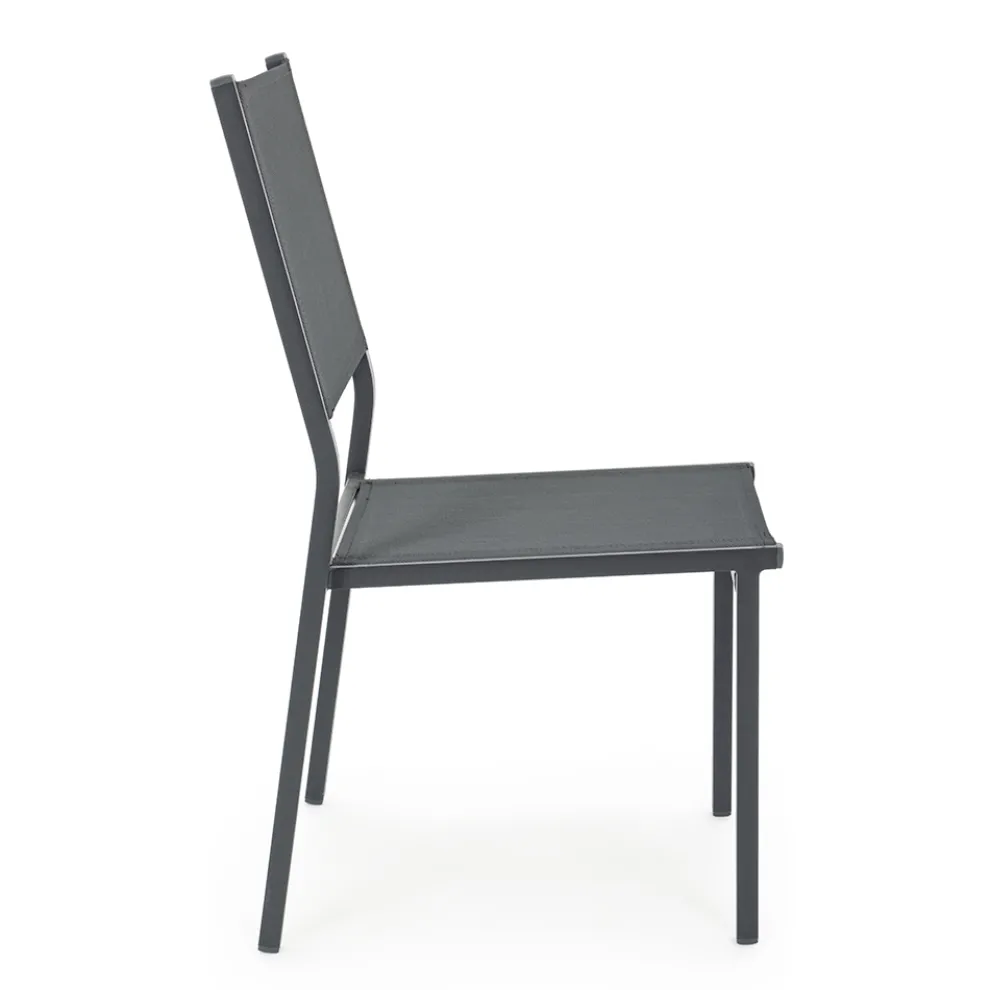 Stapelbarer Gartenstuhl aus Aluminium und Textilene, Modernes Design - Franz