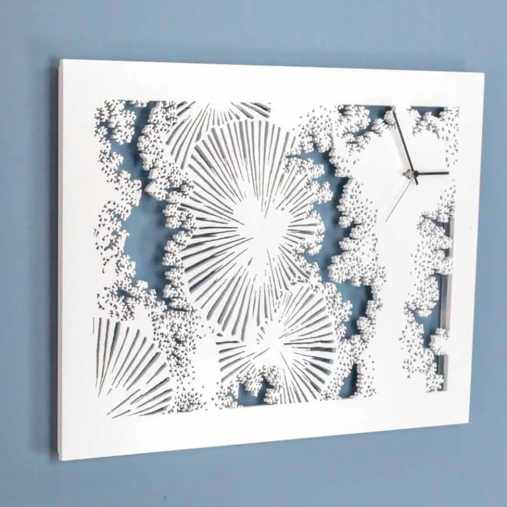 Design Wanduhr aus weißem Holz oder rechteckiger Taube - Artificio