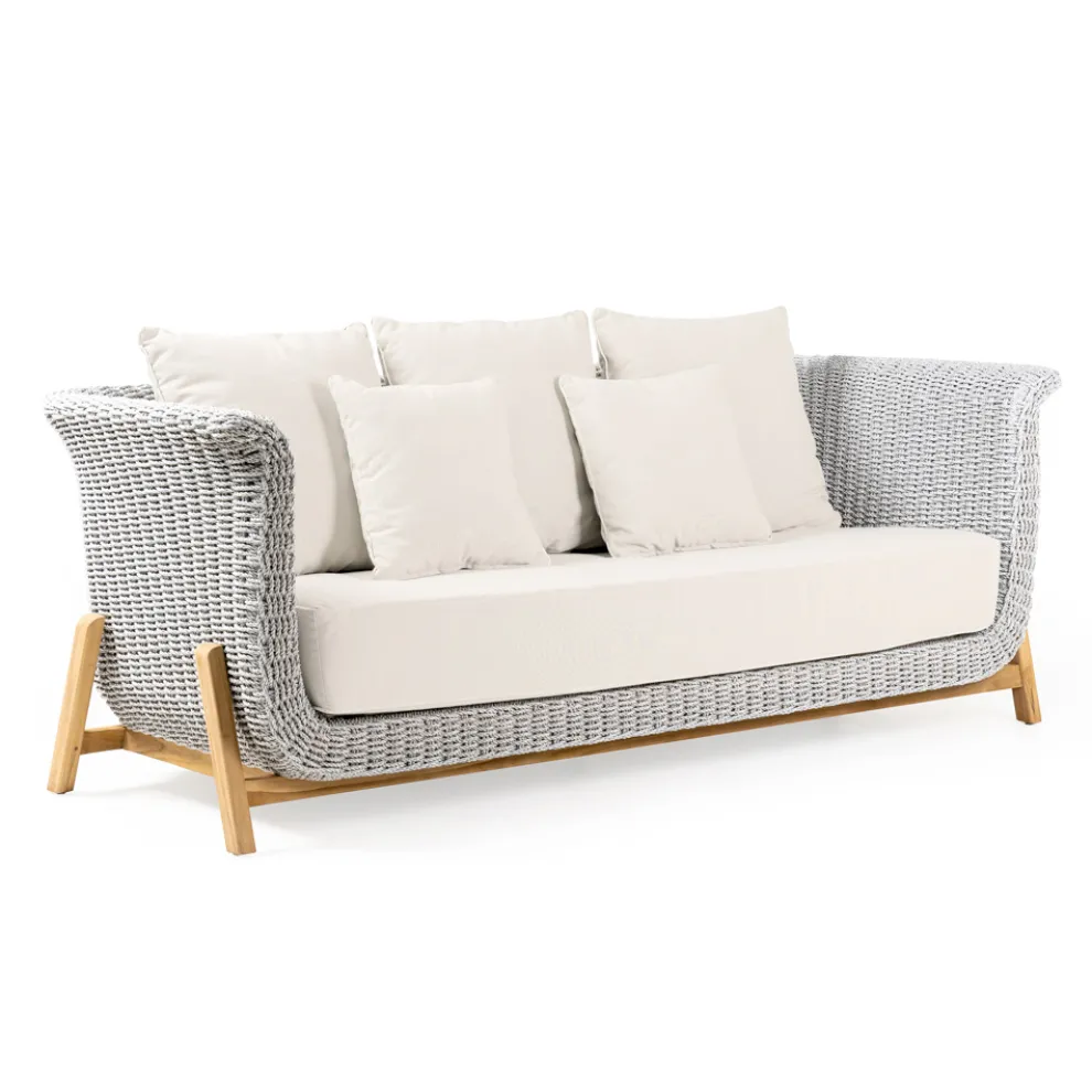 3-Sitzer-Gartensofa aus Teakholz und Seilgeflecht - Arjuna