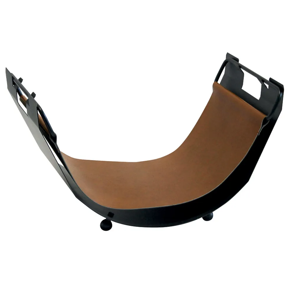 Holzhalter mit Seitengriffen aus braunem Öko-Leder, hergestellt in Italien – Schmetterling