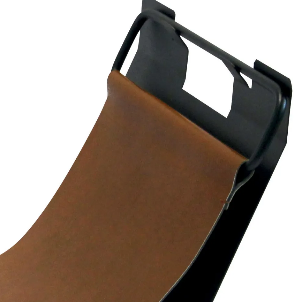 Holzhalter mit Seitengriffen aus braunem Öko-Leder, hergestellt in Italien – Schmetterling