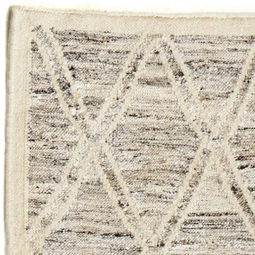 Moderner Teppich aus Wolle und Baumwolle Elfenbein mit Fantasie für Wohnzimmer - Peppo