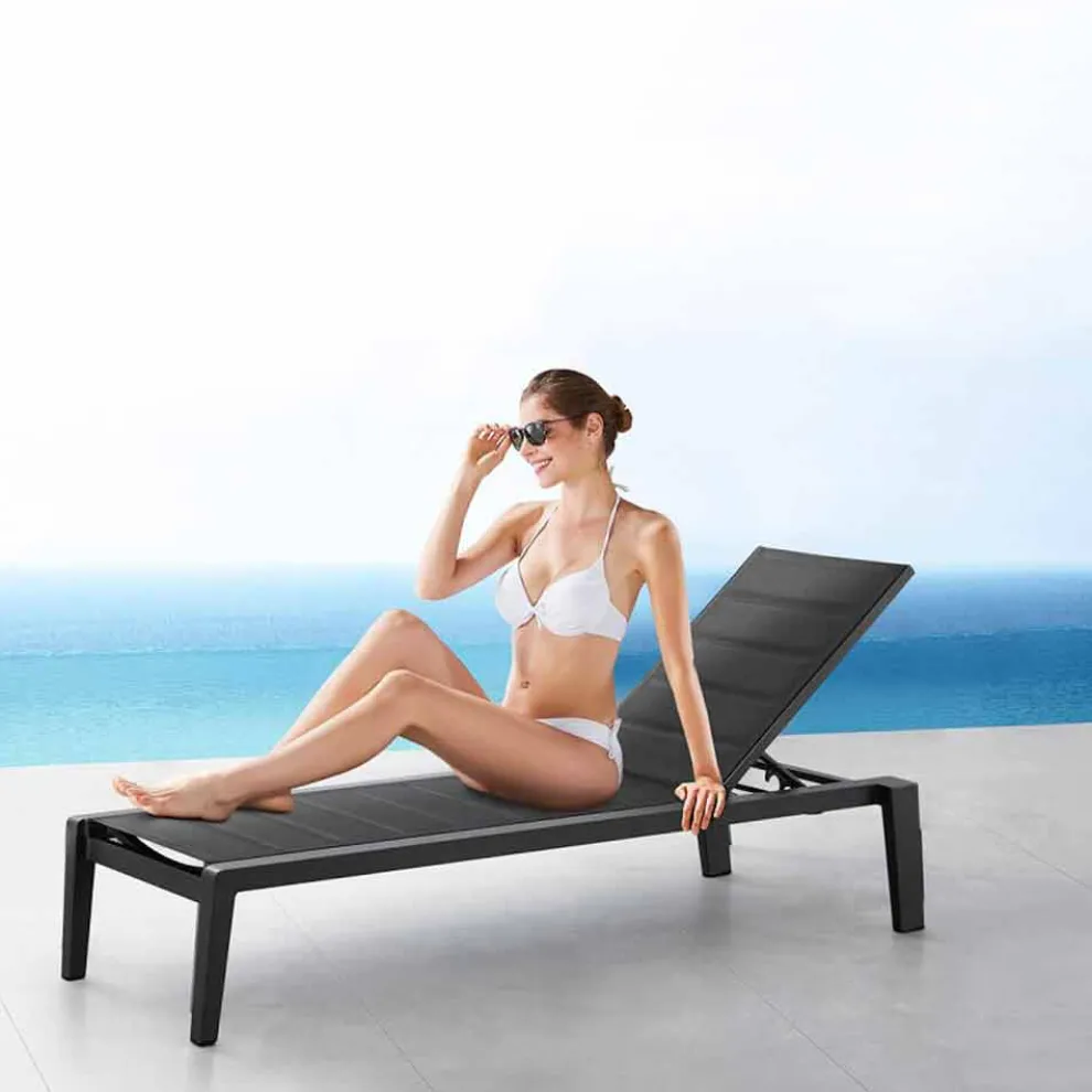 Aluminium-Sonnenliege mit Textilene-Sitz, 3 Oberflächen - Moira