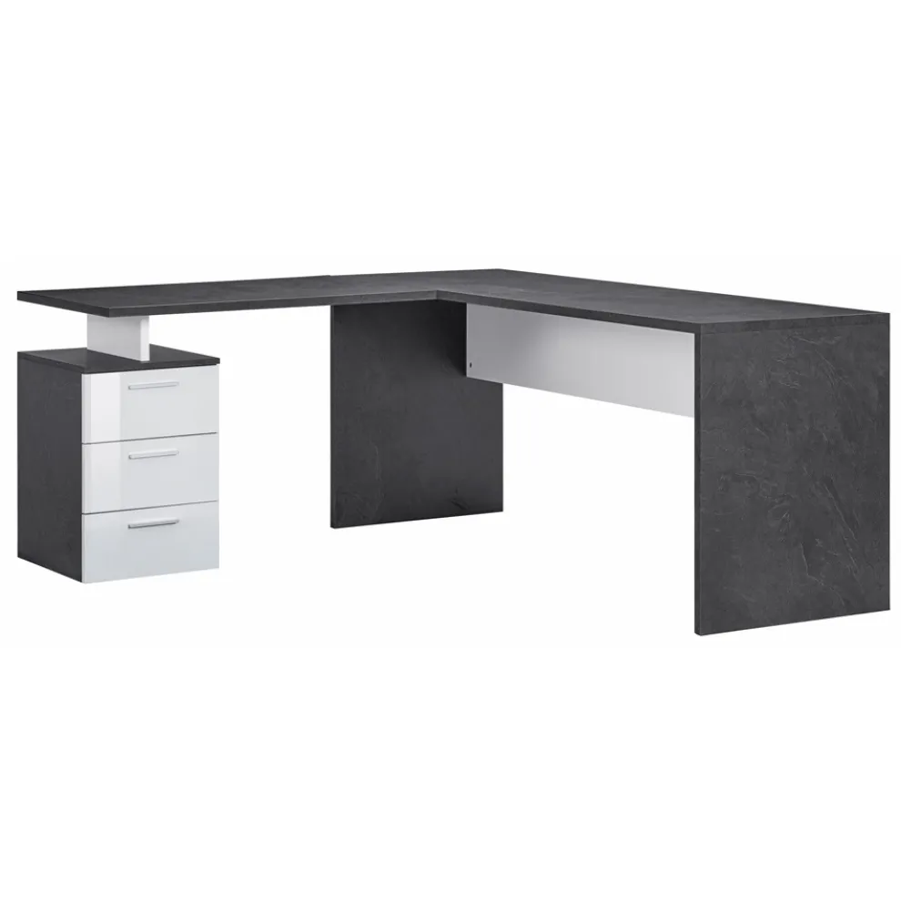 Eckiger Schreibtisch aus Melaminholz 2 Ausführungen - Analuisa