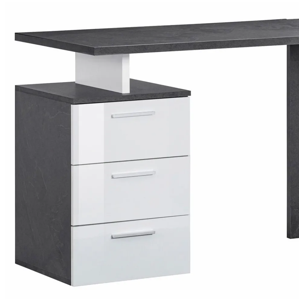 Eckiger Schreibtisch aus Melaminholz 2 Ausführungen - Analuisa