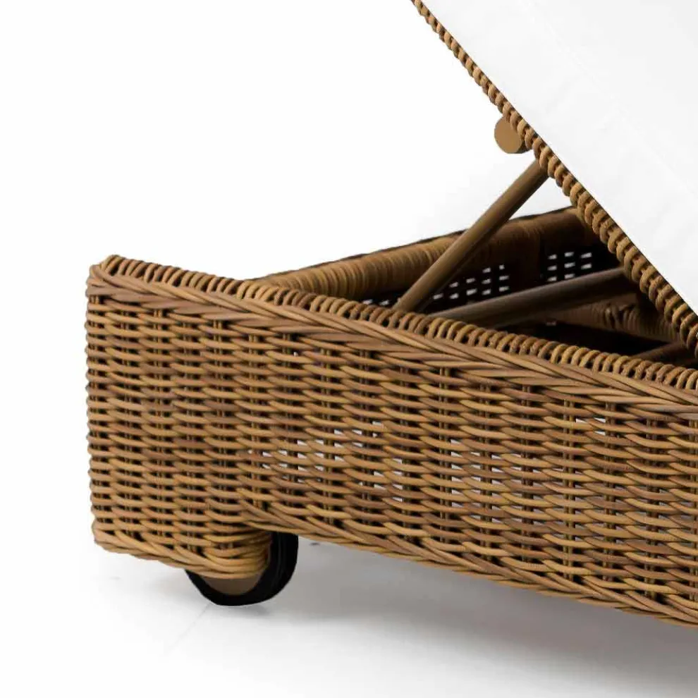 Einzel- oder Doppel-Sonnenliege im Freien aus luxuriösem synthetischem Rattan - Yves