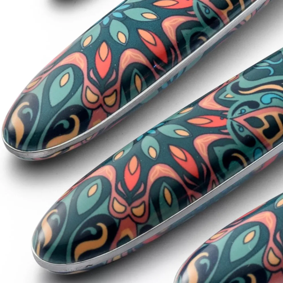 Stahl- und Kunststoffbesteck Farbiges Blumendekor 24 Stück - Alessandra