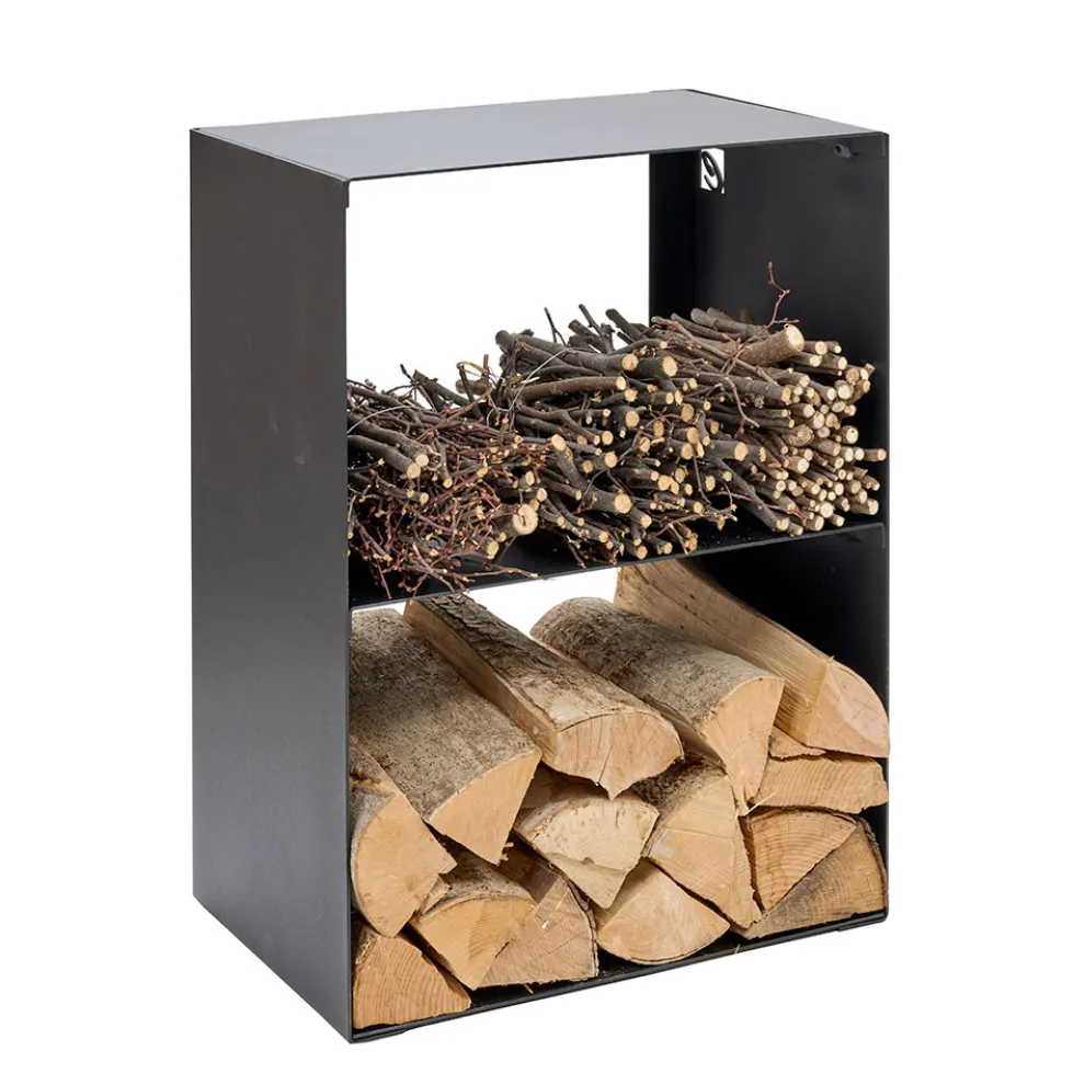 Brennholzhalter aus schwarz lackiertem Stahl Made in Italy - Fiamme