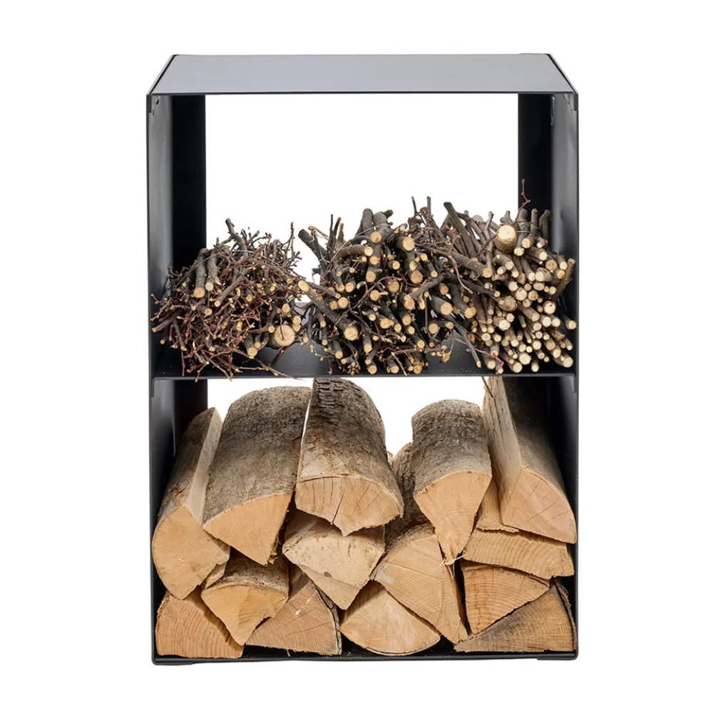 Brennholzhalter aus schwarz lackiertem Stahl Made in Italy - Fiamme