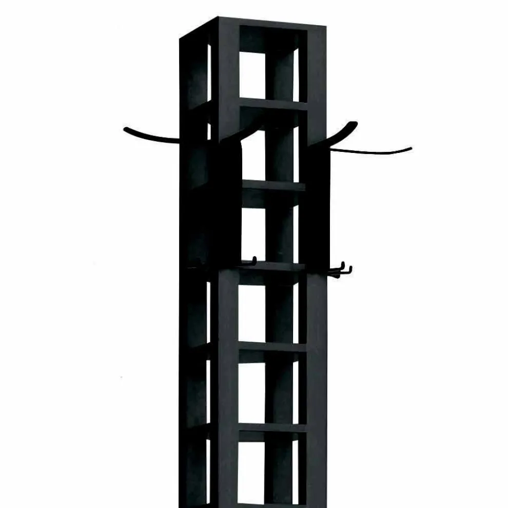 Garderobenständer aus schwarzem Eschenholz mit Chromdetails Made in Italy - Etna