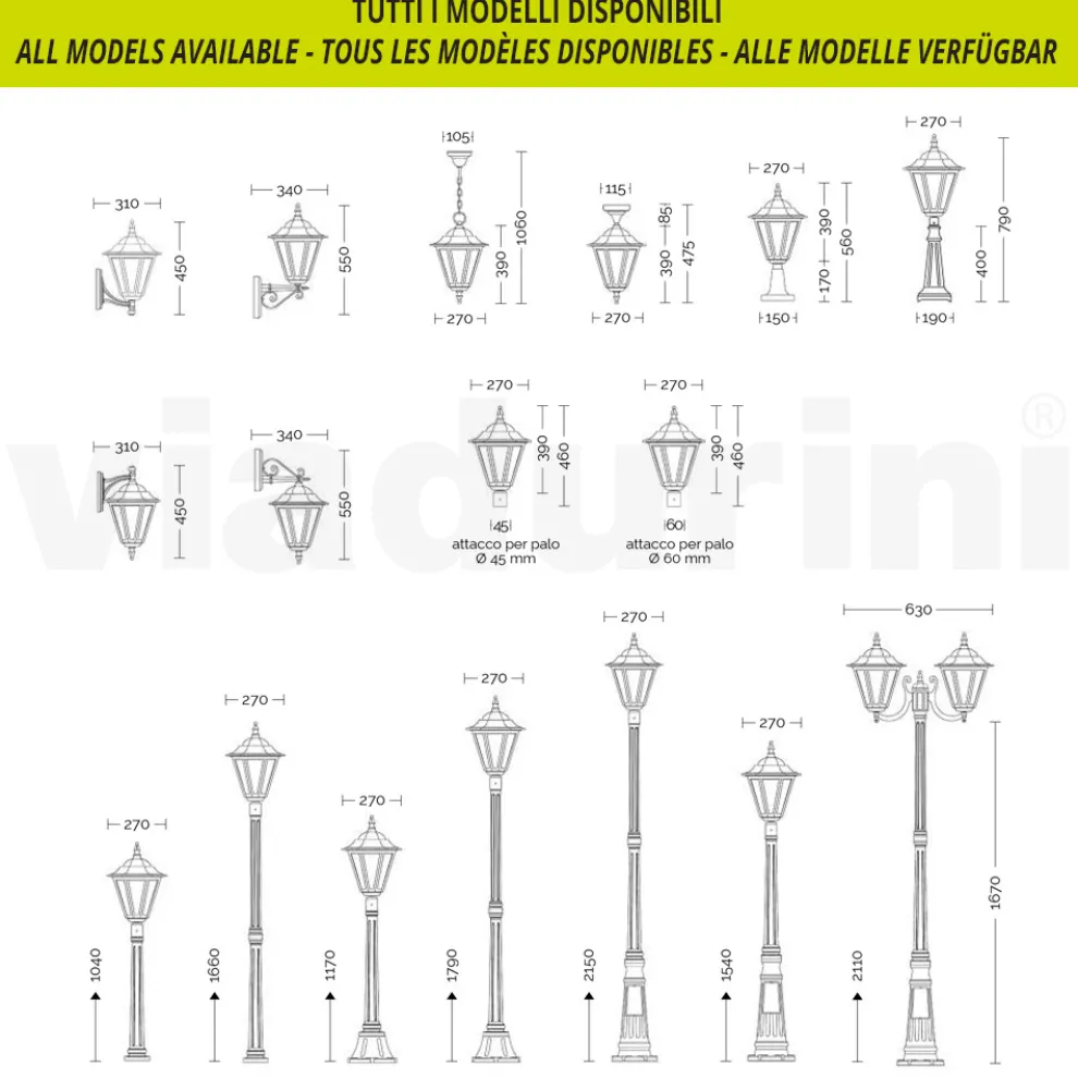 Garten-Deckenleuchte aus Glas und 5 Aluminiumoberflächen - Pinako