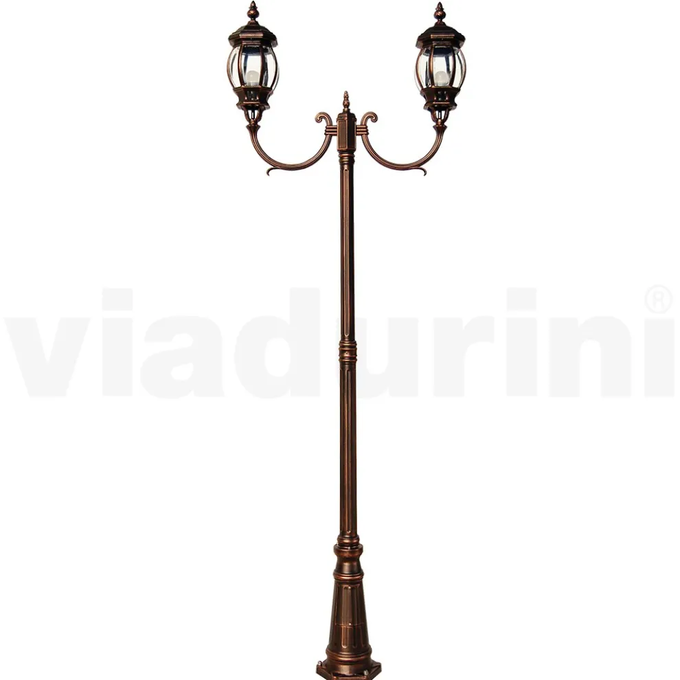 Gartenlampe 2 Lichter im Vintage-Stil aus Aluminium, hergestellt in Italien – Leona